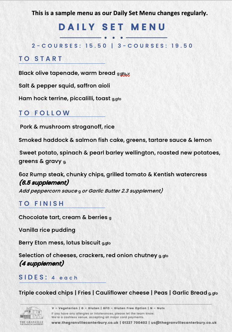 Our Menus - The Coastguard